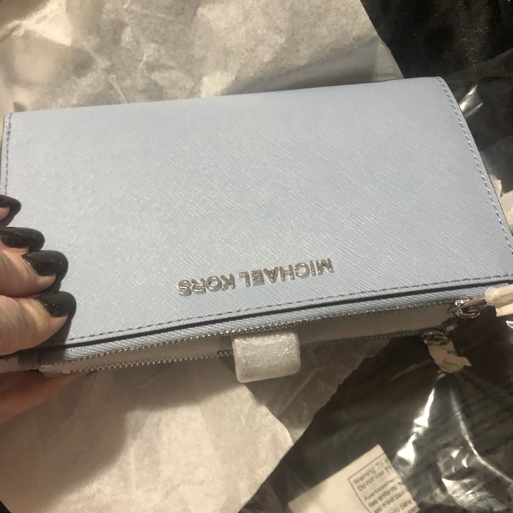 Double zipper M~K smart phone large wristlet